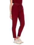 COZYFIT Medical Scrubs for Women Set - Curved V-Neck Scrub Top & Jogger Pants with 8 Pockets - Burgundy, L