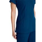 BARCO Skechers Vitality Charge Classic Fit Scrub Top for Women – Navy, 3-Pocket Classic V-Neck Shirt w/ 4-Way Stretch – Moisture Wicking, Quick-Shed, Anti-Static – XL, Regular Fit