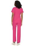 COZYFIT Scrubs for Women - Mock Wrap Top & Straight Leg Pants with 6 Pockets, Back Princess Seams, Soft Fabric Medical Scrubs Set Workwear for Women, Hot Pink, L