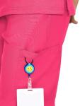 COZYFIT Scrubs for Women - Mock Wrap Top & Straight Leg Pants with 6 Pockets, Back Princess Seams, Soft Fabric Medical Scrubs Set Workwear for Women, Hot Pink, L