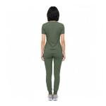 M&M SCRUBS Women’s Jogger Scrub Set V-Neck Stretch Top & Tapered Jogger Pants with 8 Pockets (Olive, Medium)