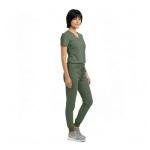 M&M SCRUBS Women’s Jogger Scrub Set V-Neck Stretch Top & Tapered Jogger Pants with 8 Pockets (Olive, Medium)