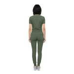 M&M SCRUBS Women’s Jogger Scrub Set V-Neck Stretch Top & Tapered Jogger Pants with 8 Pockets (Olive, Medium)