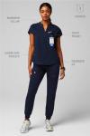 Fabletics Women's Evolve 3-Pocket Scrub Top with an Oversized Fit - MotionTech, 4-Way Stretch, Wrinkle-Resist, Anti-Shrink, XL, Navy