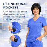 M&M SCRUBS Women’s Jogger Scrub Set V-Neck Stretch Top & Tapered Jogger Pants with 8 Pockets (Olive, Medium)