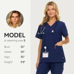 Nautica Womens Scrubs Tops, V-Neck Breathable Scrub Tops Women, 3 Pocket Stretch Fabric Scrubs for Women, Medical Scrub Shirt Navy