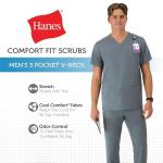 Hanes Men's Scrubs Healthcare Top, Moisture-Wicking Stretch Scrub Shirts for Men, Odor Control