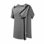 Post Shoulder Surgery Shirts for Men Full Snap Open Tear Away Short Sleeve T Shirts Easy Chemo Port Access Tee Rotator Cuff Surgery Recovery Shirt(LG XL)