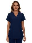 COZYFIT Scrub Tops for Woman - Soft Stretch, V-Neck Top Scrubs with 3 Pockets, Easy Care for Women Navy Blue
