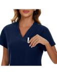 COZYFIT Scrub Tops for Woman - Soft Stretch, V-Neck Top Scrubs with 3 Pockets, Easy Care for Women Navy Blue