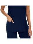 COZYFIT Scrub Tops for Woman - Soft Stretch, V-Neck Top Scrubs with 3 Pockets, Easy Care for Women Navy Blue