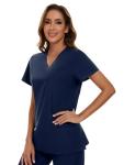 COZYFIT Scrub Tops for Woman - Soft Stretch, V-Neck Top Scrubs with 3 Pockets, Easy Care for Women Navy Blue