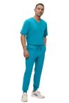 Monarch Uniforms Men's Jogger Scrub Set Tuck-in Scrubs for Men with Jogger Pants and One Pocket Top (Caribbean Blue,Medium)