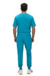 Monarch Uniforms Men's Jogger Scrub Set Tuck-in Scrubs for Men with Jogger Pants and One Pocket Top (Caribbean Blue,Medium)