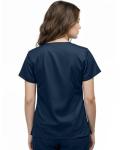 NY Threads Scrub Tops for Women Soft Stretch V-Neck Medical Scrub Top with Pockets, Medium, Navy