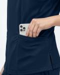 NY Threads Scrub Tops for Women Soft Stretch V-Neck Medical Scrub Top with Pockets, Medium, Navy