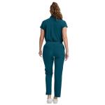 Kitmaz Women's Scrub Set - Convertible Mandarin/V-Neck Top & Straight Pants, 13 Pockets, Wrinkle & Splash Resistant Fabric(Caribbean,L)