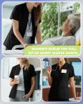 Oakgarden Women's Scrub Top Full Zip up Short Sleeve Nurse Shirts with 2 Zipper Pockets Jackets Lightweight Medical Uniform(Black,Small)