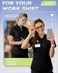 Oakgarden Women's Scrub Top Full Zip up Short Sleeve Nurse Shirts with 2 Zipper Pockets Jackets Lightweight Medical Uniform(Black,Small)