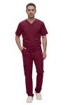 Monarch Uniforms Men's Scrub Set V-Neck Scrub Sets with Nine Large Pockets(Burgundy,Medium)