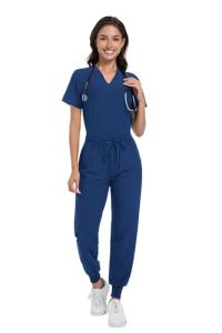 Women's V-Neck Scrub Set with Jogger Pants