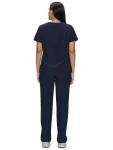 floralhue Scrubs for Women Set, Medical Women Scrubs, V-Neck Top and Straight Leg Pants with 11 Pockets (Relaxed Fit), Navy Blue, S