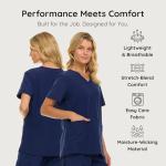 Nautica Womens Scrubs Tops, V-Neck Breathable Scrub Tops Women, 3 Pocket Stretch Fabric Scrubs for Women, Medical Scrub Shirt Navy