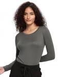 COZYFIT Underscrub Long Sleeve Women - Scrubs Undershirts for Nurse with Soft Fabric, Crew Neck Tee, Grey, M