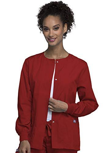 Cherokee Women's Snap Front Warm Up Jacket, Red, Large