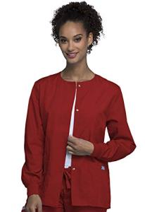 Cherokee Women's Snap Front Warm Up Jacket, Red, Large