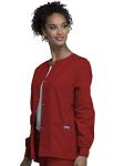 Cherokee Women's Snap Front Warm Up Jacket, Red, Large