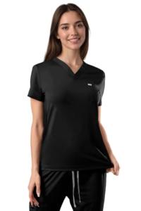SUNME Women's Medical Scrub Tops - Ultra Soft, Easy Care, V-Neck Top Scrubs with 2 Pockets, 4-Way Stretch & Wrinkle Resistant Black