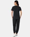 Leaddol Scrubs for Women Set, V-Neck Scrubs Top & Jogger Pants Medical Scrubs Set with 8 Pockets, Yoga Waistband Black S