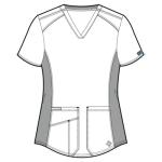 Med Couture V-Neck Scrub Top for Women with 4 Pockets, Rib-Knit Side Panel, and Shirttail Hem MC7459, Navy, Medium