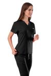 SUNME Women's Medical Scrub Tops - Ultra Soft, Easy Care, V-Neck Top Scrubs with 2 Pockets, 4-Way Stretch & Wrinkle Resistant Black