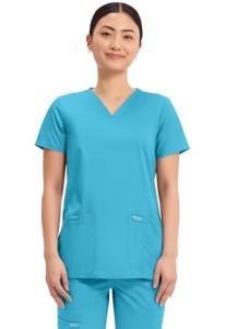 Cherokee Medical Women's Scrub Top V-Neck Modern Classic Fit with 3 Pockets, Ultra Soft and 2-Way Stretch Fabric - WW620, XS, Turquoise