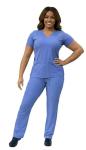 ANGIE UNIFORMS YOGAFLEX - TALL & PETITE. Soft & Stretchy Scrub Set for Women. 2-Pocket Top and 5 Pocket Pants. Modern Fit. PETA430 (RED, XL PET)