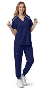 Sumincarly Scrubs for Women Set - Scrub Sets for Woman,V-Neck Top & Jogger Pants - 8 Pockets,Medical Workwear for Nurses，Scrub Uniform,Navy Blue Scrubs for Women,Uniformes De Enfermeras De Mujer