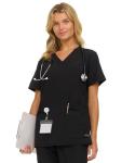 Nautica Womens Scrubs Tops, V-Neck Breathable Scrub Tops Women, 3 Pocket Stretch Fabric Scrubs for Women, Medical Scrub Shirt Black