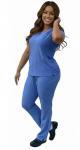 ANGIE UNIFORMS YOGAFLEX - TALL & PETITE. Soft & Stretchy Scrub Set for Women. 2-Pocket Top and 5 Pocket Pants. Modern Fit. PETA430 (RED, XL PET)