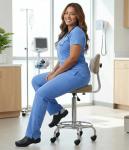 ANGIE UNIFORMS YOGAFLEX - TALL & PETITE. Soft & Stretchy Scrub Set for Women. 2-Pocket Top and 5 Pocket Pants. Modern Fit. PETA430 (RED, XL PET)