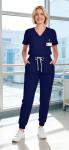 Eadflie Scrubs for Women Set - 8-Pocket V-Neck Scrub Uniform, Stretch Jogger Pants, Medical Workwear for Nurses, Pet Care (Navy Blue/S)