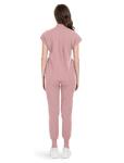 niaahinn Scrubs Set for Women Nurse Uniform Jogger Suit Stretch Top & Pants with Multi Pocket for Nurse Esthetician Workwear (Pink, Medium)