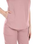 niaahinn Scrubs Set for Women Nurse Uniform Jogger Suit Stretch Top & Pants with Multi Pocket for Nurse Esthetician Workwear (Pink, Medium)