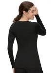 Underscrub Long Sleeve Women - Scoop Neck Scrubs Undershirt Soft Stretch Fitted Top, Black, M