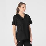 Wink WonderWORK Scrubs for Women, V-Neck Scrub Tops Black
