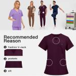 SOEDZUNG Women's Scrubs Set V-Neck Top & Stretch Pants, Breathable Nurse Uniform with Multiple Pockets for Nurses, Doctors, Medical Professionals(Red,S)