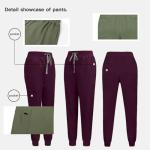 SOEDZUNG Women's Scrubs Set V-Neck Top & Stretch Pants, Breathable Nurse Uniform with Multiple Pockets for Nurses, Doctors, Medical Professionals(Red,S)