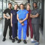 RAYGARD Scrubs for Women Set - Sleeveless Mandarin Collar Scrub Top & Jogger Pants with 7 Pockets for Nursing Medical Uniform (Burgundy, Large)