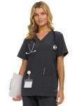 Nautica Womens Scrubs Tops, V-Neck Breathable Scrub Tops Women, 3 Pocket Stretch Fabric Scrubs for Women, Medical Scrub Shirt Charcoal